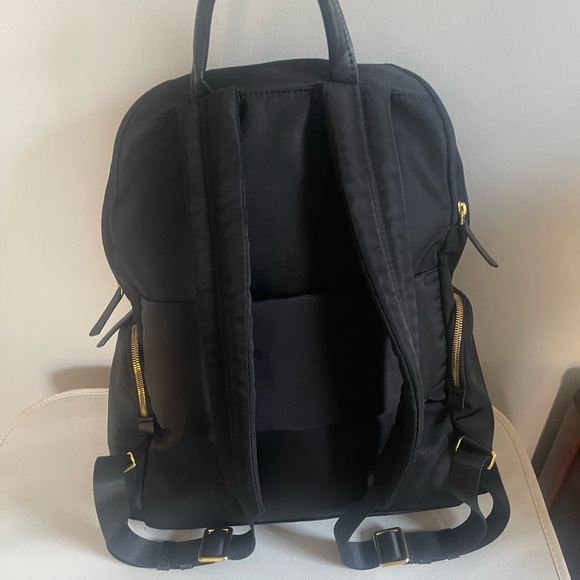 TUMI Jet Black Backpack with Gold Details - Picture 2 of 4